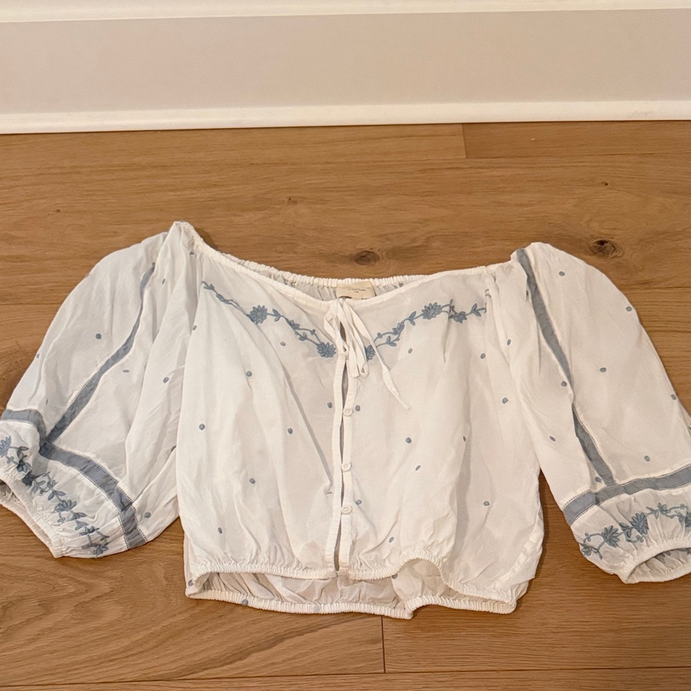Sezane Camelia Embroidered Shirt